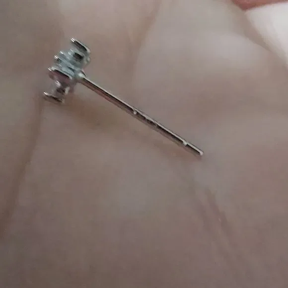 14K White Gold Plated Flower Earrings - Picture 8 of 12